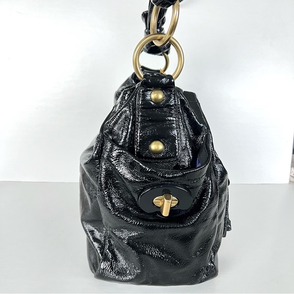 COACH LTE Restor Black Patent Leather Front Drawstring Large Shoulder Bag 13256 - Picture 4 of 16
